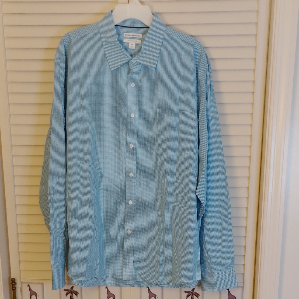 Amazon Essentials Light Blue Striped Button Down Shirt